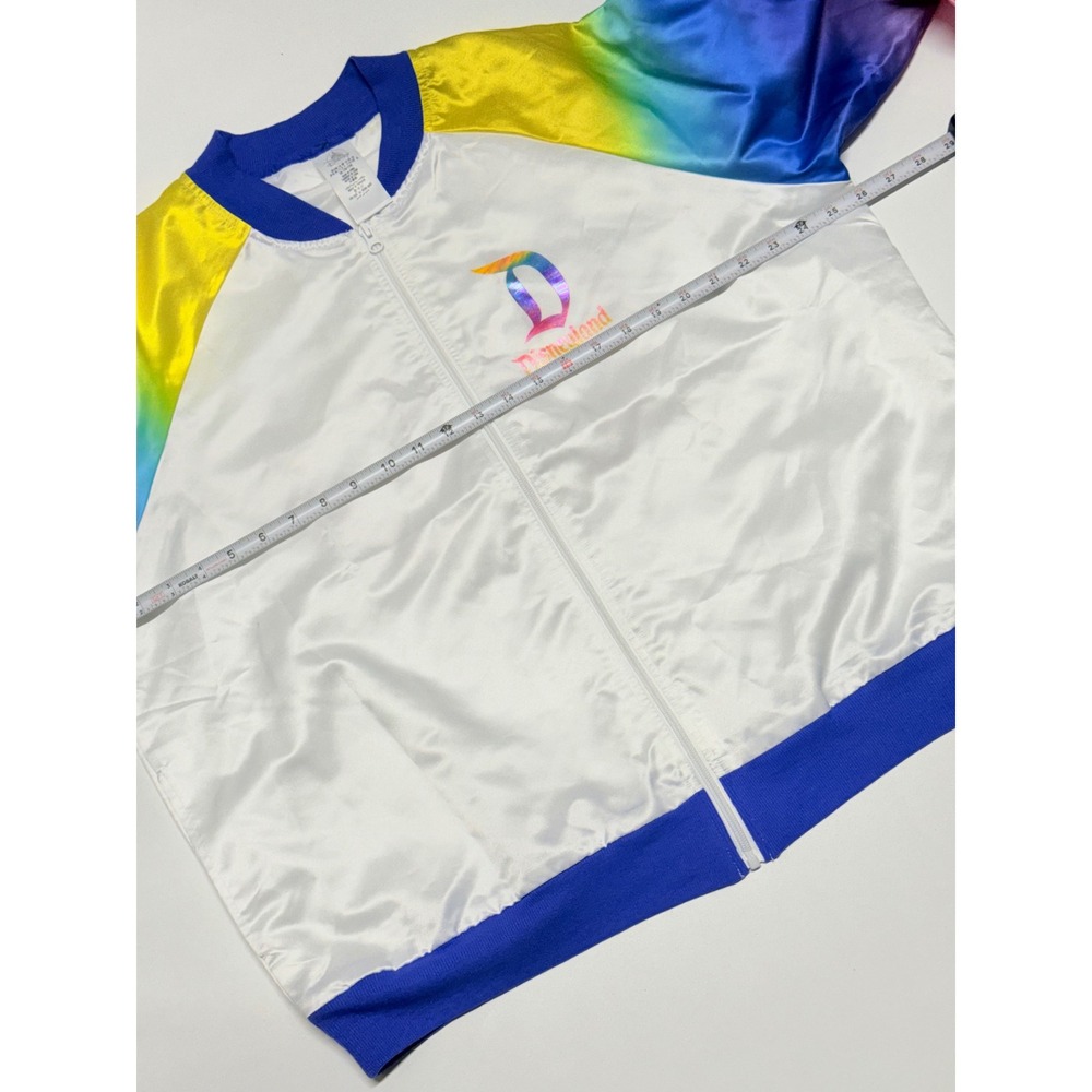 Disney Parks Disneyland Rainbow Ombre Satin Bomber Jacket Womens 1X Iridescent - Picture 3 of 5